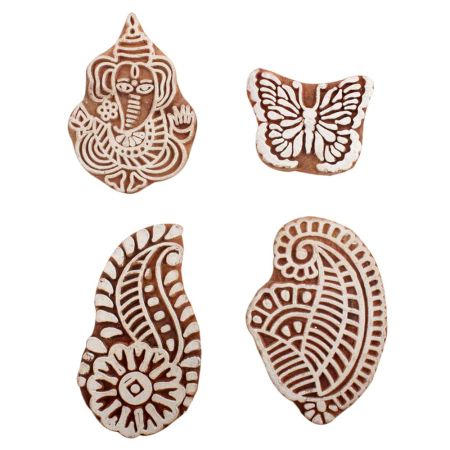 Set of 4 Piece New Mix Wooden Printing Block